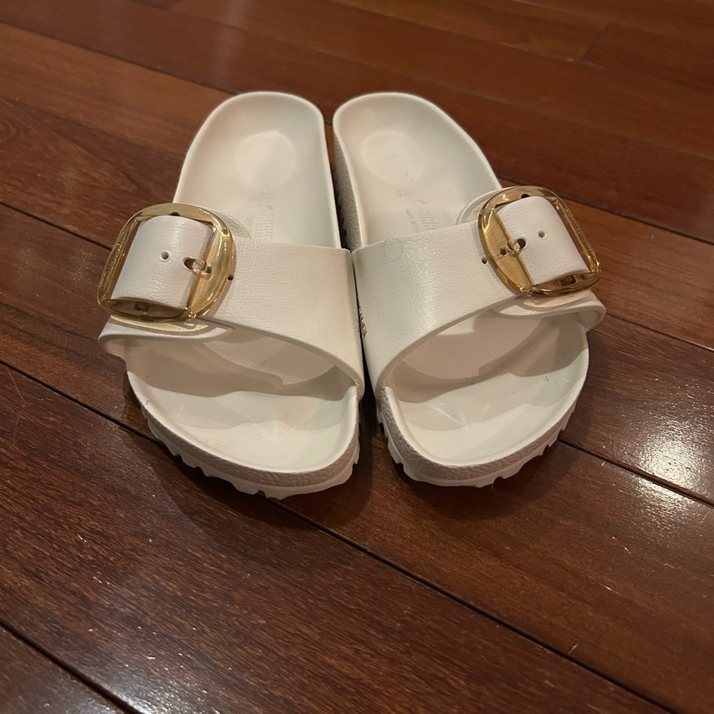 Birkenstock White Slide Sandals